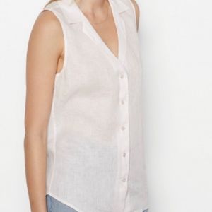 Equipment Adalyn Linen Sleeveless Button Down Top